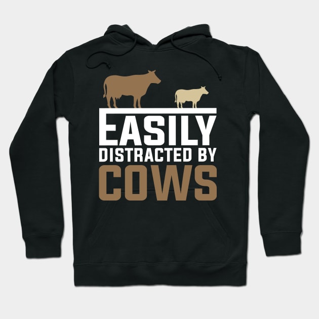 Easily Distracted By Cows Hoodie by DragonTees